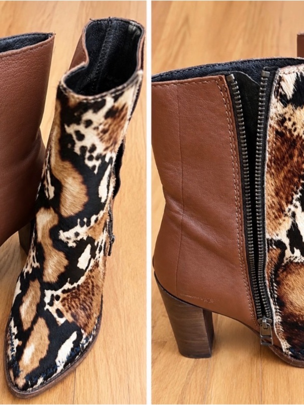 Women’s Brown Leopard Print Ankle Boots